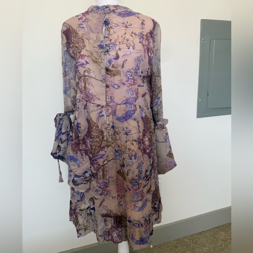 LOA-Barcelona Designer Viscose Tiered Dress Small-Fashion  Week 2018 Print.